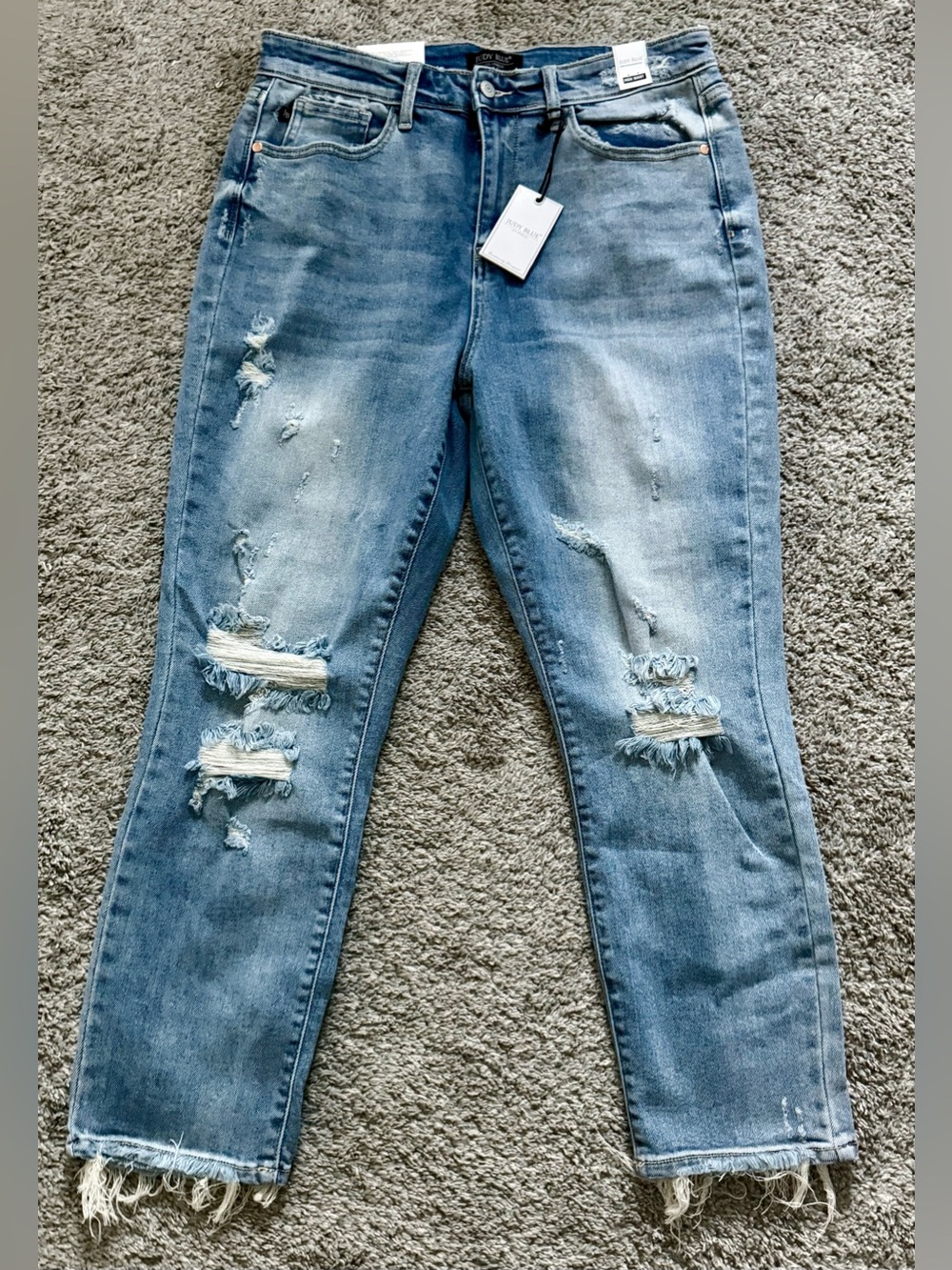 NWT Judy Blue High Waist Heavy Distressed Jeans Size 15/32 (#JB82391MD)